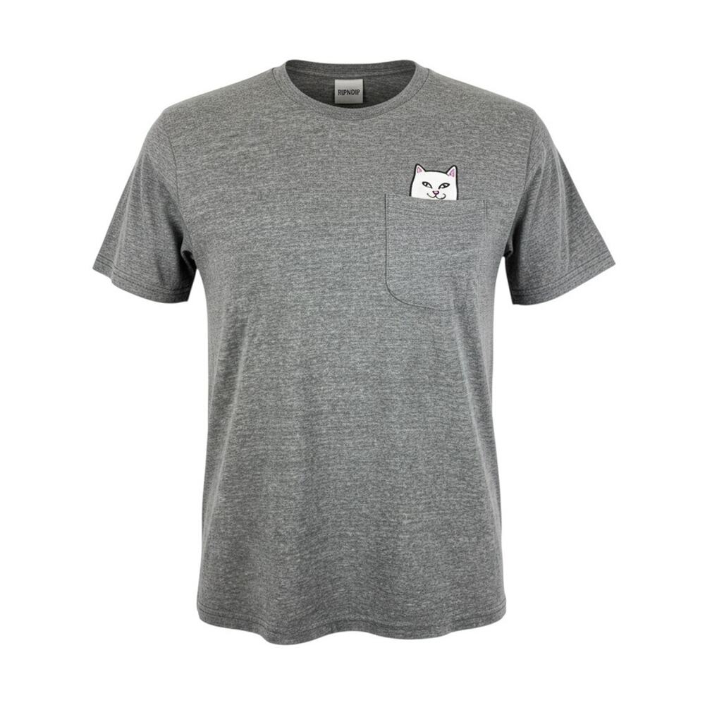 RIPNDIP Lord Nermal Cat Pocket T Shirt Mens Size M Medium Gray Graphic Skate